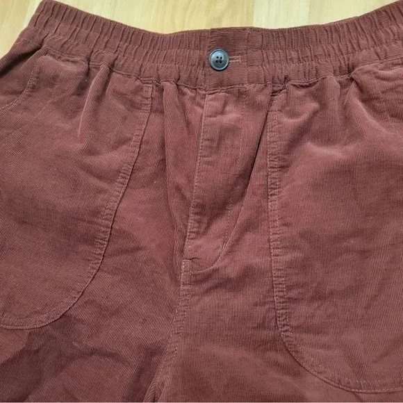 Madewell Tapered Huston Pull-On Crop Pants in Corduroy Size Medium Burgundy - Picture 5 of 8